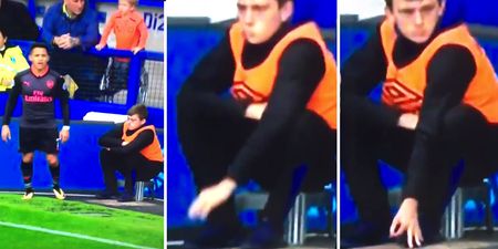 Ball-boy caught pulling out a classic playground trick while Alexis Sanchez took a corner