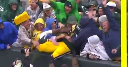 Female Packers fan got a tad handsy after Aaron Jones touchdown