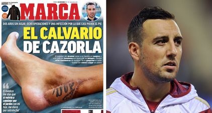 Santi Cazorla reveals scar from eight surgeries and how he almost had his foot amputated