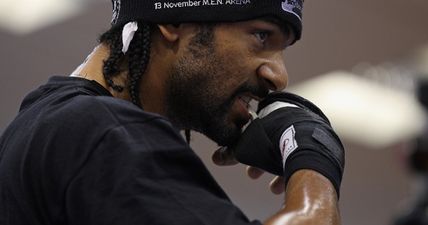 David Haye shows off the arm injury which ruled him out of Tony Bellew rematch