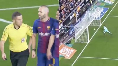 WATCH: Lionel Messi denied a goal as ball clearly crosses the line against Valencia