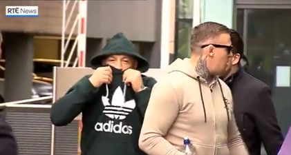 Conor McGregor says “come and get me” as he drives away from court in Dublin