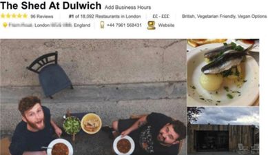 Prankster makes his garden shed the top London restaurant on TripAdvisor after fake reviews