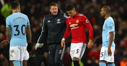 Marcos Rojo’s head wound from Manchester derby clash is not for the squeamish