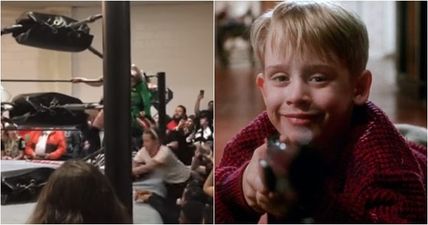 Just Macaulay Culkin breaking out Home Alone tactics to interrupt a wrestling match