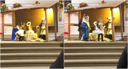 Rogue child steals baby Jesus during nativity play in our favourite video of the year