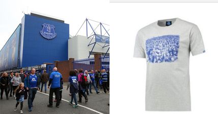 Everton recalls t-shirt after it features Liverpool fans celebrating