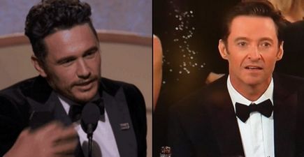 Hugh Jackman Has Awkward Reaction To James Franco Beating Him To Golden Globe