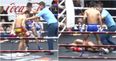 Fighter pukes on referee and is promptly put away in brutal fashion