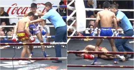 Fighter pukes on referee and is promptly put away in brutal fashion