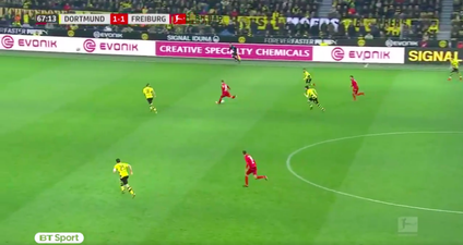 Freiburg’s Nils Petersen score spectacular lob from 40 yards against Borussia Dortmund