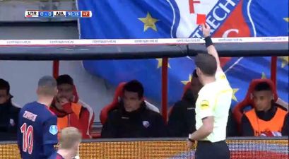 Utrecht player receives marching orders for comedic jerk move from the bench