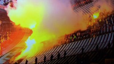 CSKA Moscow ultras ‘set fire to stands’ during Europa League clash with Red Star Belgrade