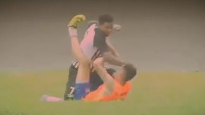 Brazilian footballer loses it and brutally attacks ball boy