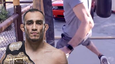 Tony Ferguson is out here kicking steel pipes for some bloody reason