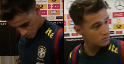 Coutinho is really not impressed with Liverpool fans after being shown the Salah chant