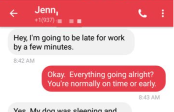 Woman tells boss she’ll be late for work, receives perfect response