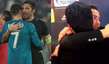 Cristiano Ronaldo embraces Gianluigi Buffon in touch of class after Champions League tie