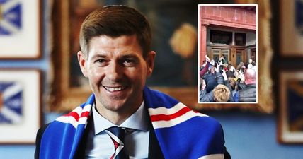 Unfortunate sectarian chants outside Ibrox during Steven Gerrard unveiling