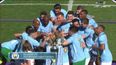 WATCH: Manchester City team knock Premier League trophy over during winner’s presentation