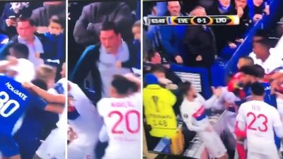 Everton fan who attacked Lyon players while holding son has been jailed