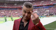 Nobody knows how to react to Robbie Williams at the World Cup opening ceremony