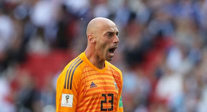 Willy Caballero confuses viewers during Argentina’s national anthem