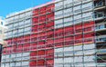 Scaffolders cover eight-storey block of flats with gigantic England flag