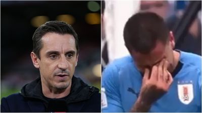 Opinion split on Gary Neville’s claim that Uruguayan defender’s tears were “embarrassing”