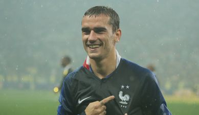 Antoine Griezmann wore a Uruguay flag in his press conference as a mark of respect