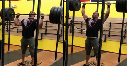 WATCH: Powerlifter easily smashes a 143kg overhead press while wearing flip-flops