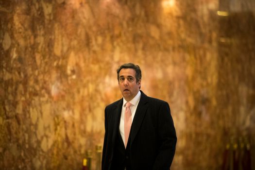 NEW YORK, NY - JANUARY 12: Michael Cohen, personal lawyer for President-elect Donald Trump, walks through the lobby at Trump Tower, January 12, 2017 in New York City. Trump and his transition team are continuing the process of filling cabinet and other high level positions for the new administration. (Photo by Drew Angerer/Getty Images)