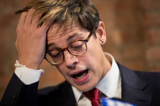 NEW YORK, NY - FEBRUARY 21: Milo Yiannopoulos announces his resignation from Brietbart News during a press conference, February 21, 2017 in New York City. After comments he made regarding pedophilia surfaced in an online video, Yiannopoulos was uninvited to speak at the Conservative Political Action Conference (CPAC) and lost a major book deal with Simon & Schuster. (Photo by Drew Angerer/Getty Images)