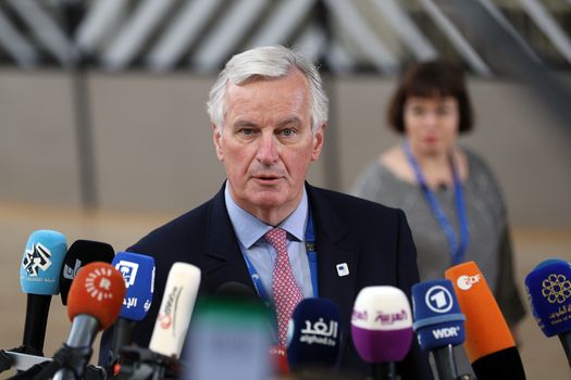 BRUSSELS, BELGIUM - APRIL 29: European Union's chief Brexit negotiator, Michel Barnier speaks to the media as he arrives at the Council of the European Union ahead of an EU Council meeting on April 29, 2017 in Brussels, Belgium. The 27 members of the European Union will meet in Brussels for a special European Council meeting to discuss the continuing Brexit negotiations. (Photo by Dan Kitwood/Getty Images)