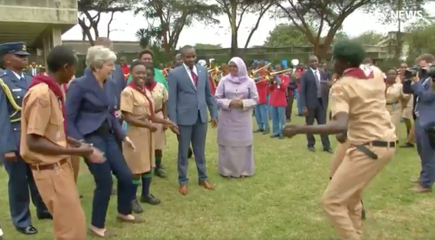 Theresa May dancing in Kenya