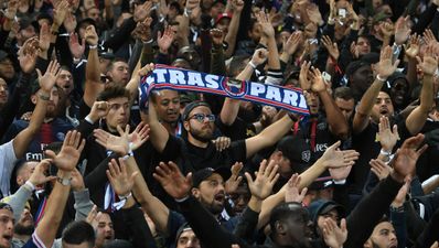 PSG fans show support for Crystal Palace ultras at Anfield