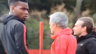 Jose Mourinho and Paul Pogba filmed in tense exchange at Man United training