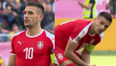 Dusan Tadic does penguin run up to penalty, misses through sheer karma