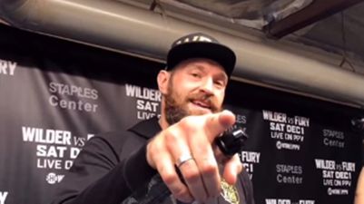 Tyson Fury kicks reporter out of media scrum for being a “hater”