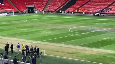 Mauricio Pochettino inspects depleted Wembley pitch ahead of Man City clash