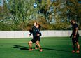 All Blacks test out their football skills with a little help from the F2 Freestylers