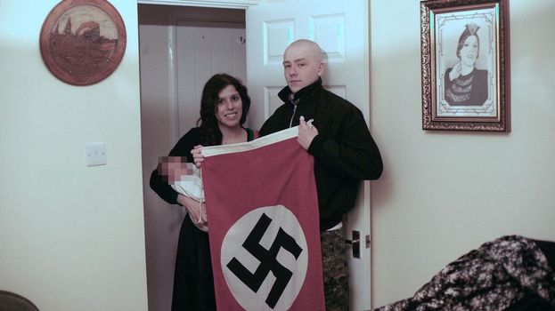 Adolf Hitler baby and swastika flag