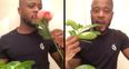 Now Patrice Evra is sensually eating flowers, leaves and raw vegetables