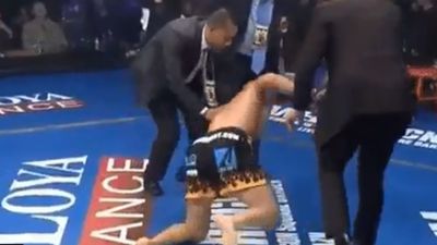 Officials attempt to stop Tito Ortiz’s iconic celebration after knocking out Chuck Liddell