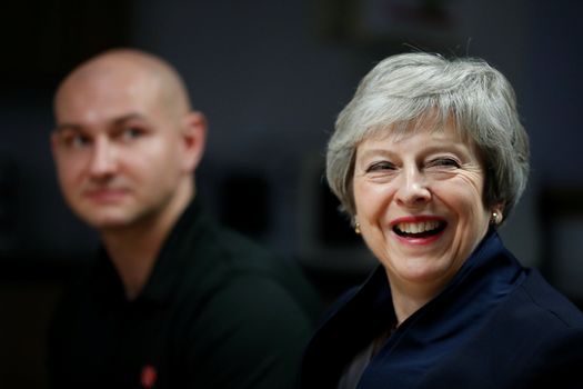 BRIDGE OF WEIR, SCOTLAND - NOVEMBER 28: British Prime Minister Theresa May during her visit to the Scottish Leather Group Limited, on November 28, 2018 in Bridge of Weir, Scotland. British Prime Minister Theresa May May is visiting Scotland as she continues her tour of the UK ahead of a crucial vote on her Brexit plan in Parliament in December. (Photo by Russell Cheyne - WPA Pool/Getty Images)