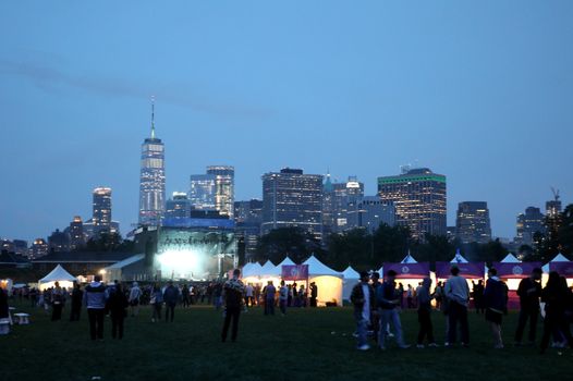 NEW YORK, NY - SEPTEMBER 08: A view of the skyline from Pitchfork And October Present OctFest 2018 at Governors Island on September 8, 2018 in New York City. (Photo by Taylor Hill/Getty Images for Pitchfork)