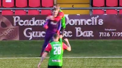 Glentoran goalkeeper scores cracker of a goal from inside his own half