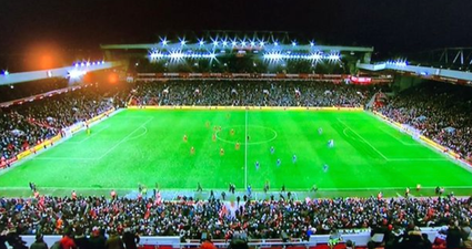 Rival fans accuse Liverpool’s ground staff of cheating for only clearing one penalty area at half-time