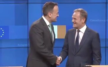 Irish prime minister’s microphone catches him giving Donald Tusk a warning about the British press over Brexit