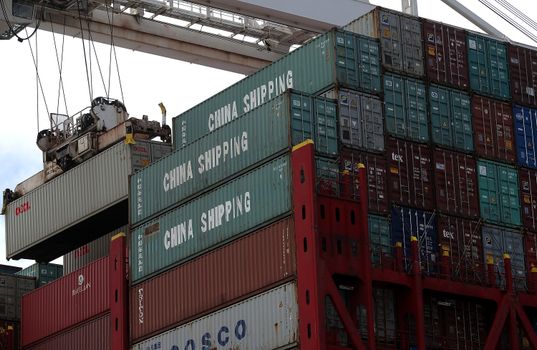 OAKLAND, CA - JUNE 20: A shipping container is offloaded from the Hong Kong based CSCL East China Sea container ship at the Port of Oakland on June 20, 2018 in Oakland, California. U.S. president Donald Trump has threatened to impose 10 percent tariffs on $200 billion of Chinese imports if China retaliated against his previous tariffs on $50 billion of Chinese imports. (Photo by Justin Sullivan/Getty Images) Brexit